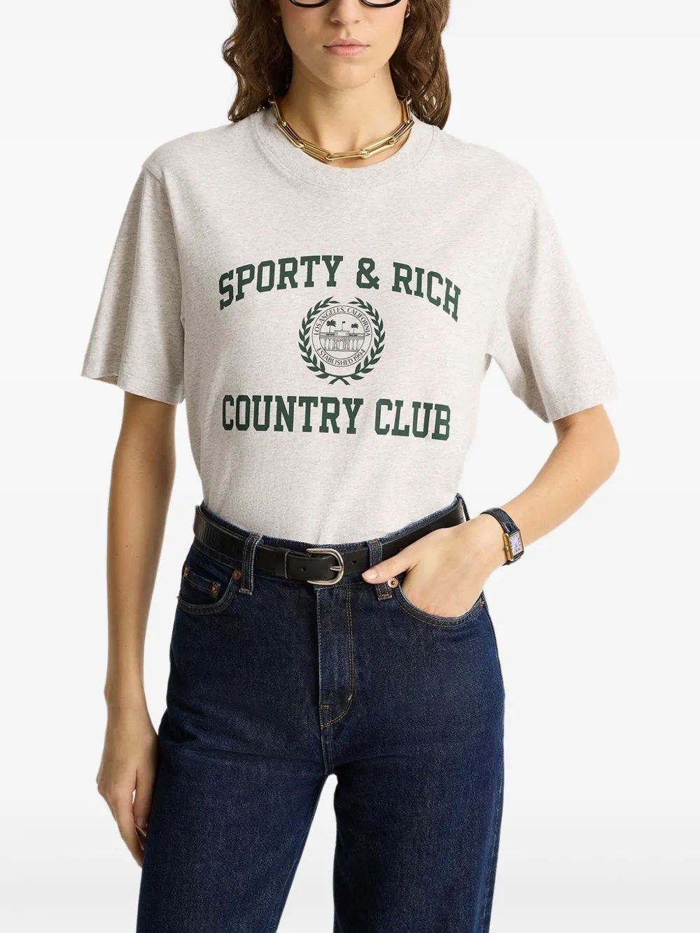 Shop Sporty And Rich Varsity Crest T-shirt