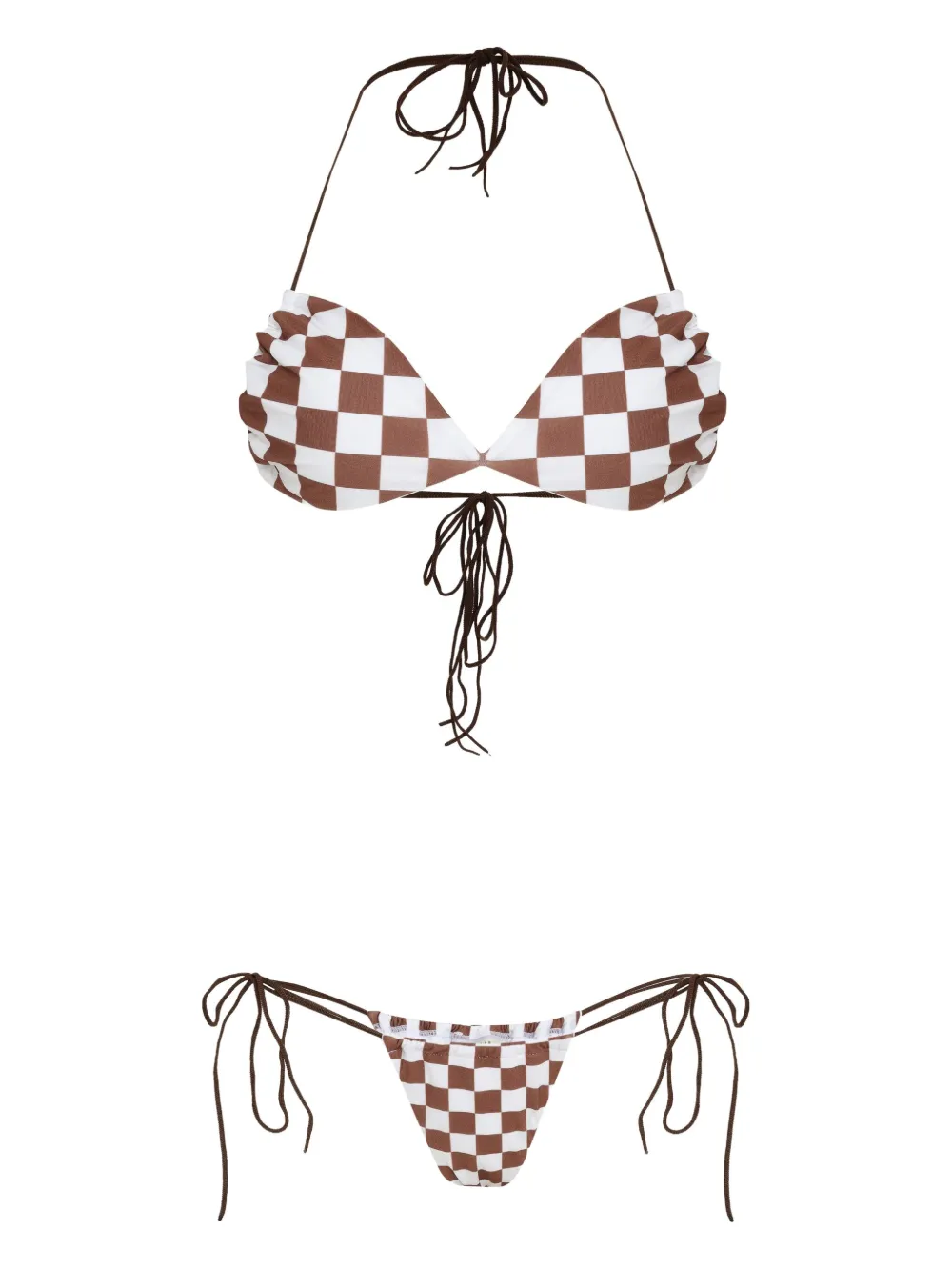 Amir Slama check-print triangle bikini set Wit