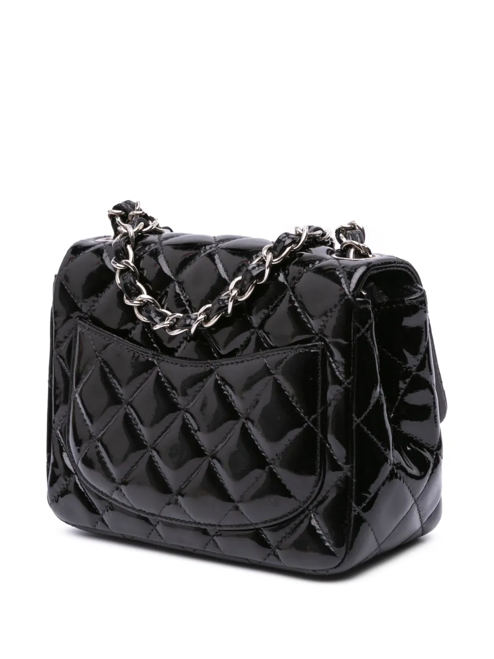 Pre-owned Chanel 2012-2013 Mini Square Classic Patent Single Flap Crossbody Bag