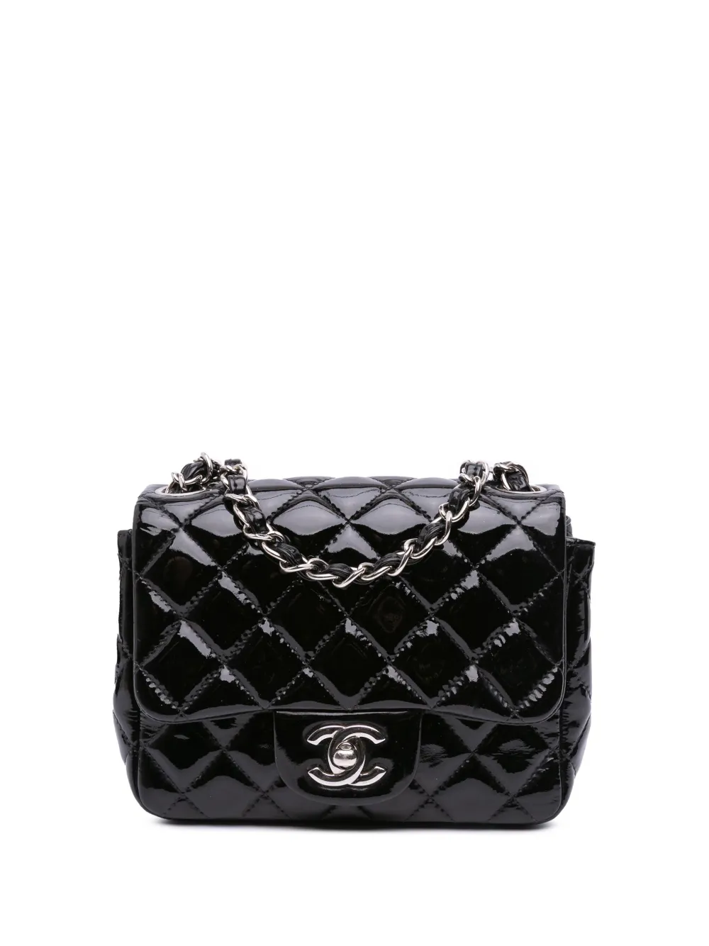 Pre-owned Chanel 2012-2013 Mini Square Classic Patent Single Flap Crossbody Bag