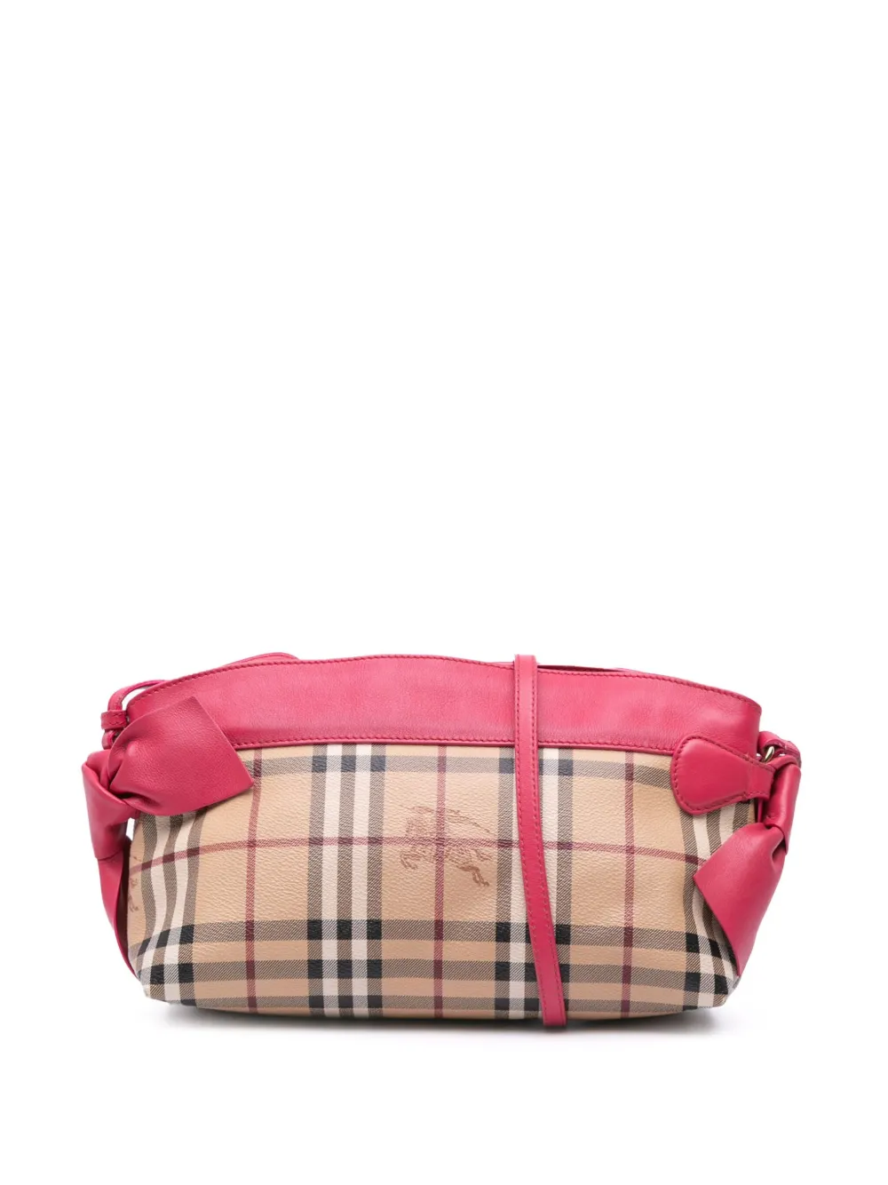 Pre-owned Burberry 2000-2024 Haymarket Check Coated Canvas Bow Tie Crossbody Bag