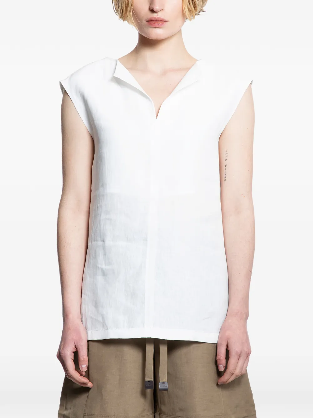 Max Mara sleeveless V-neck blouse - White