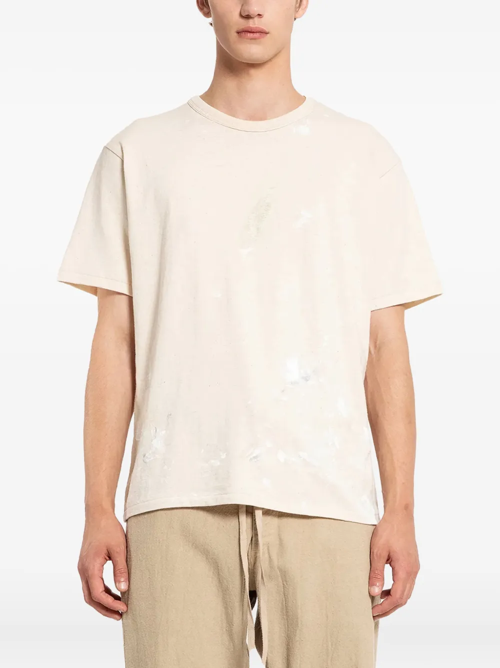 TAIGA TAKAHASHI paint-splatter cotton T-shirt | Neutrals | Image 1