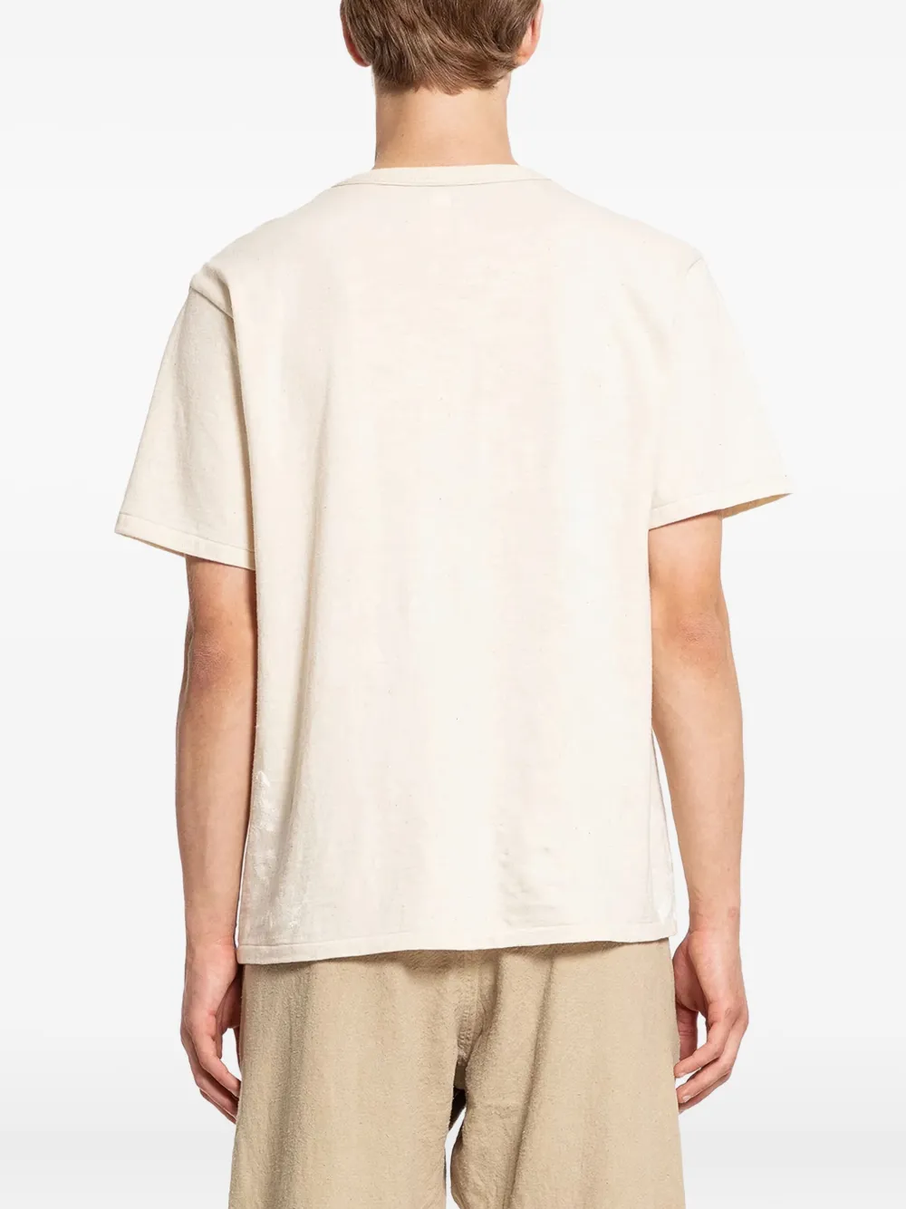 Taiga Takahashi Paint-splatter Cotton T-shirt In Neutral