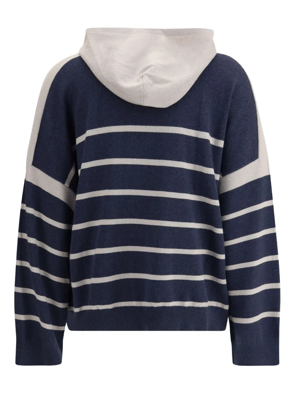 Brunello Cucinelli striped-pattern cashmere hoodie - Blauw