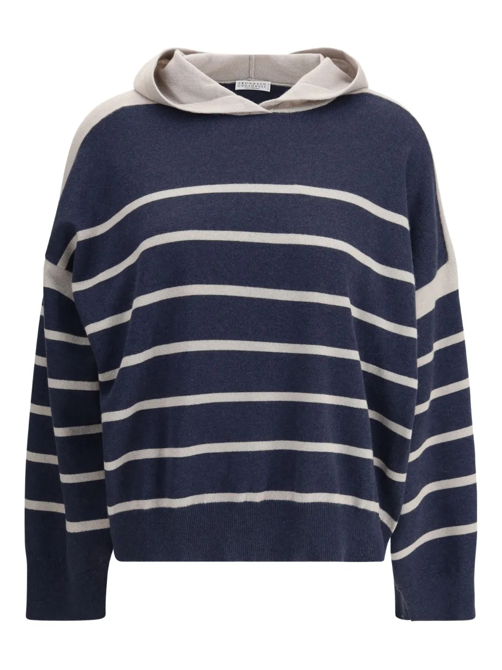 Brunello Cucinelli Kasjmier hoodie met gestreept patroon Blauw