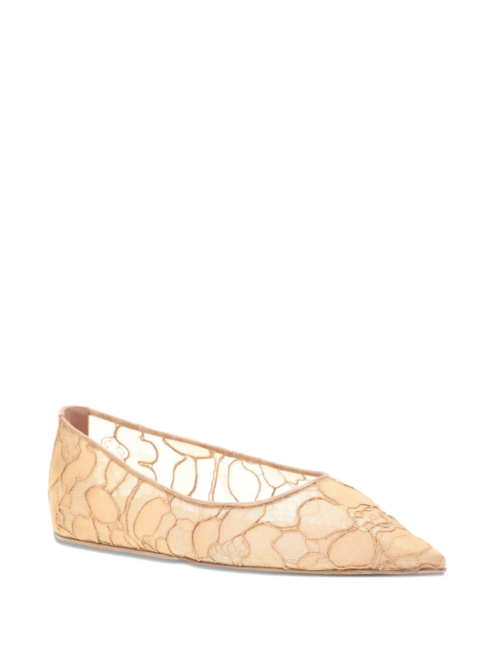 Amina Muaddi Barbara lace pointed-toe ballet flats - Beige