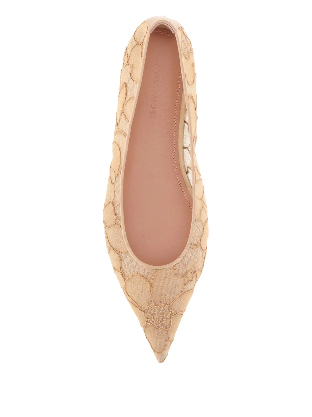 Amina Muaddi Barbara lace pointed-toe ballet flats Neutrals
