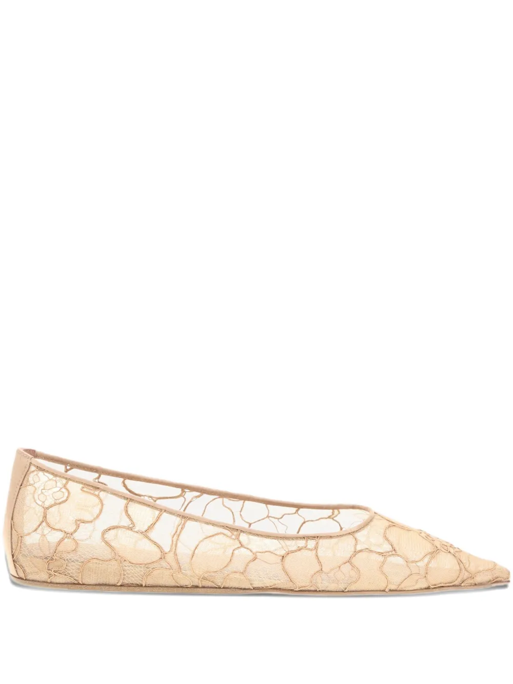 Amina Muaddi Barbara lace pointed-toe ballet flats Neutrals
