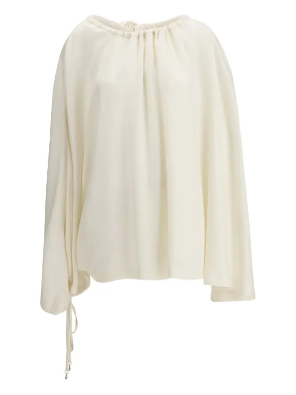 Gabriela Hearst Wilmer Drawstring-detail Draped Blouse in IVR IVORY