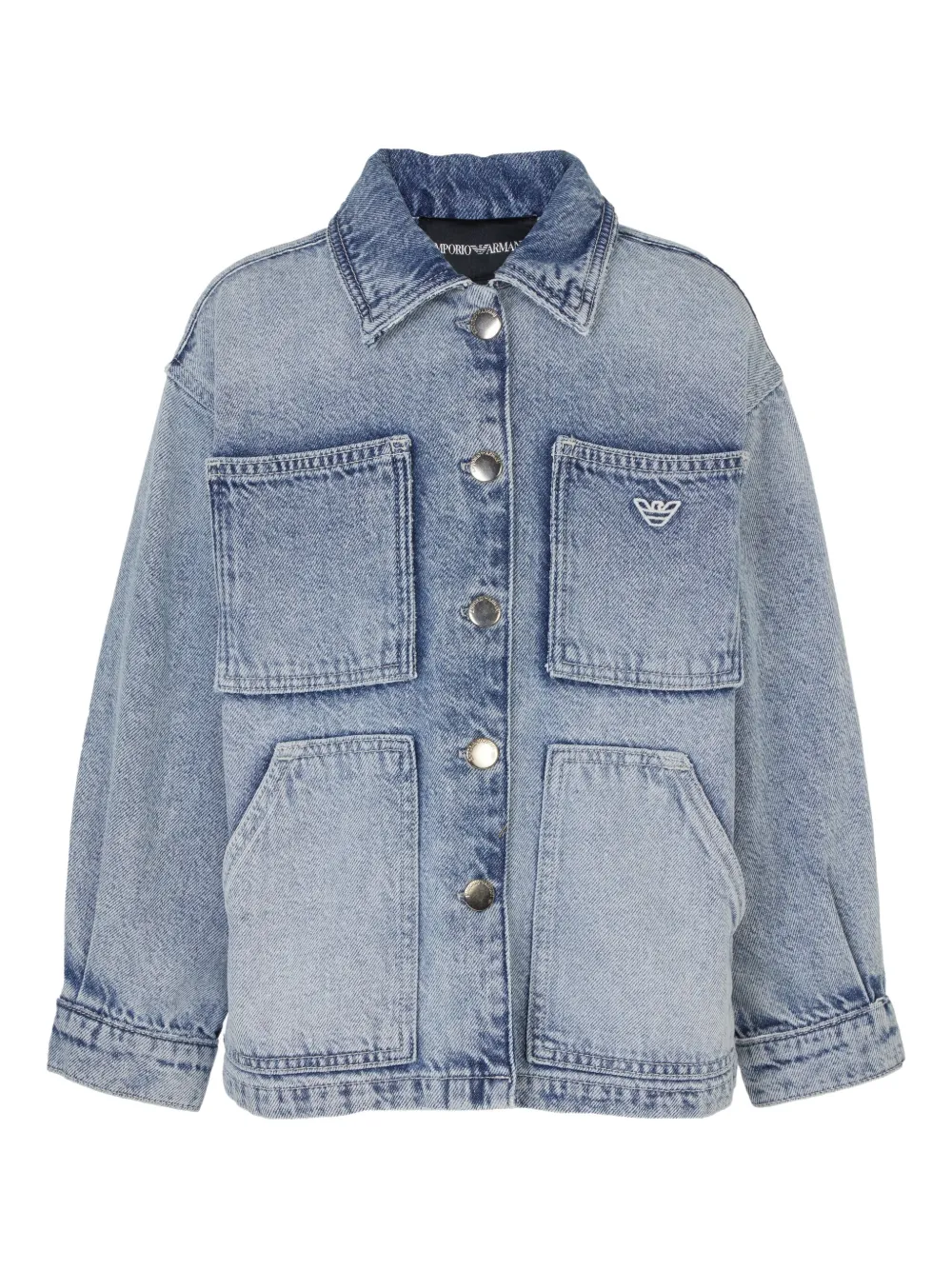 Emporio Ar i Kids Spijkerjack met verwassen-effect Blauw