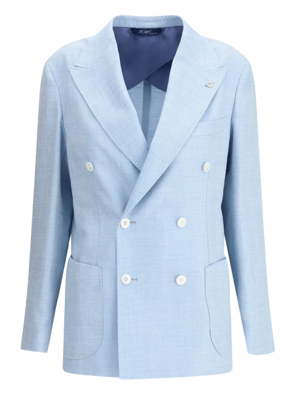 herringbone double-breasted blazer