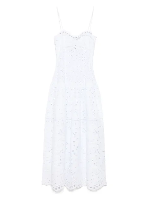 Ermanno Scervino vestido midi con bordado inglés
