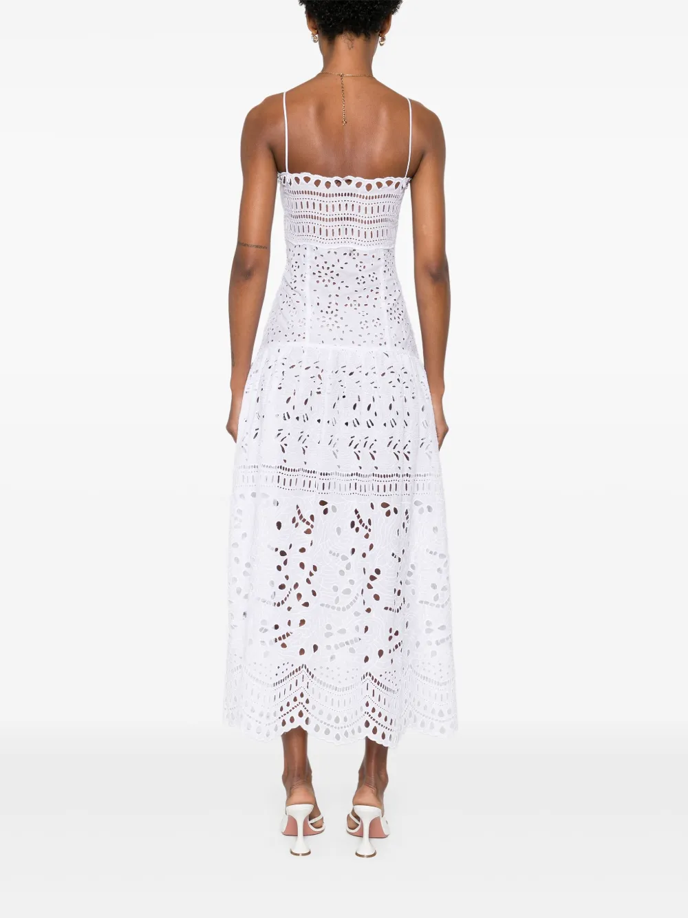 Ermanno Scervino Broderie anglaise midi-jurk Wit