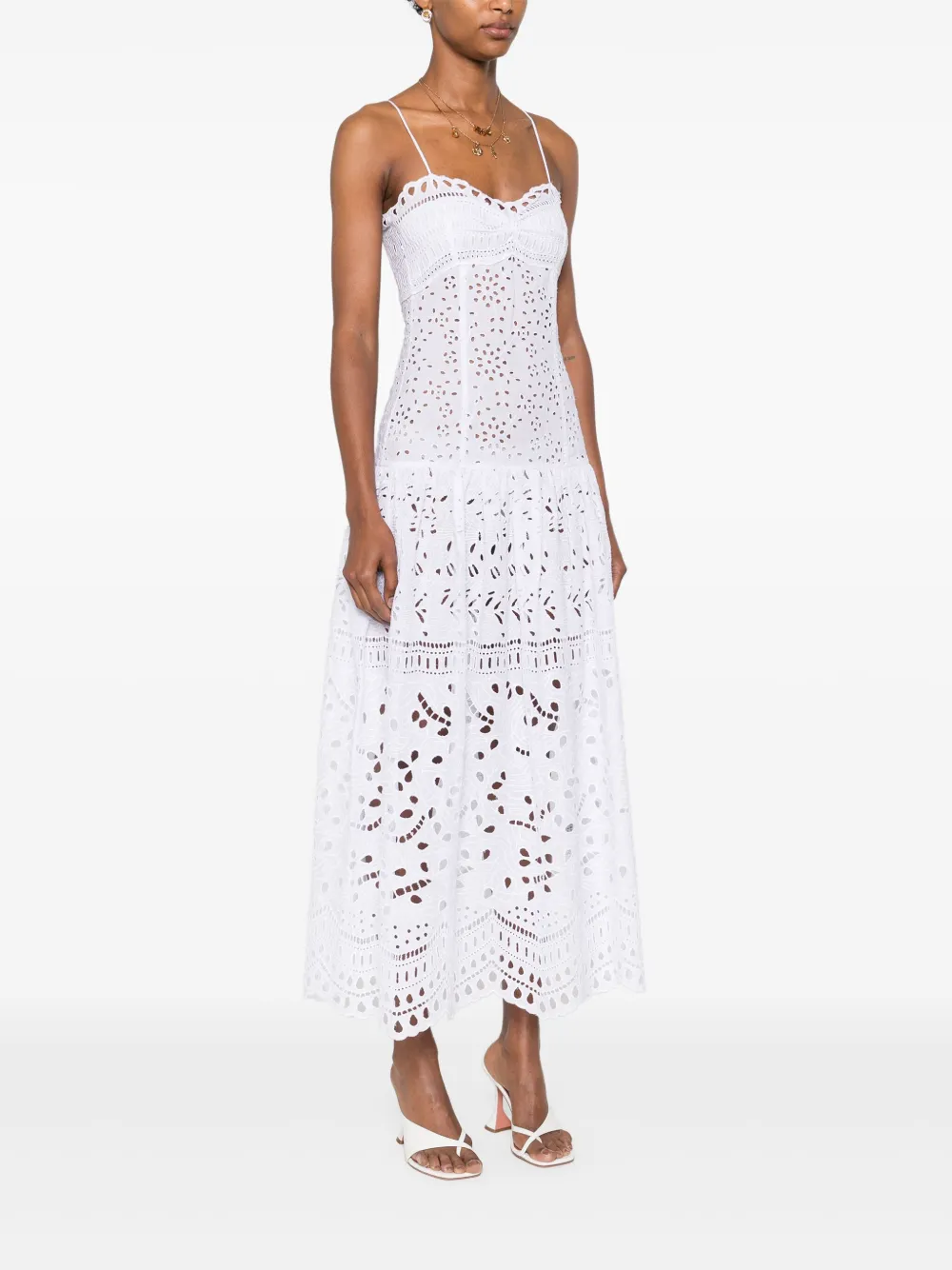 Ermanno Scervino Broderie anglaise midi-jurk Wit