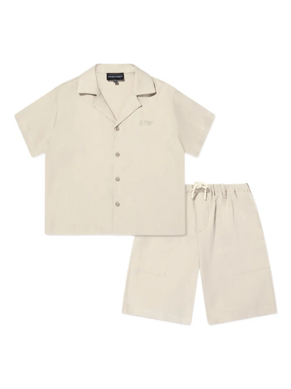 Emporio Ar i Kids Shorts met geborduurd logo Beige