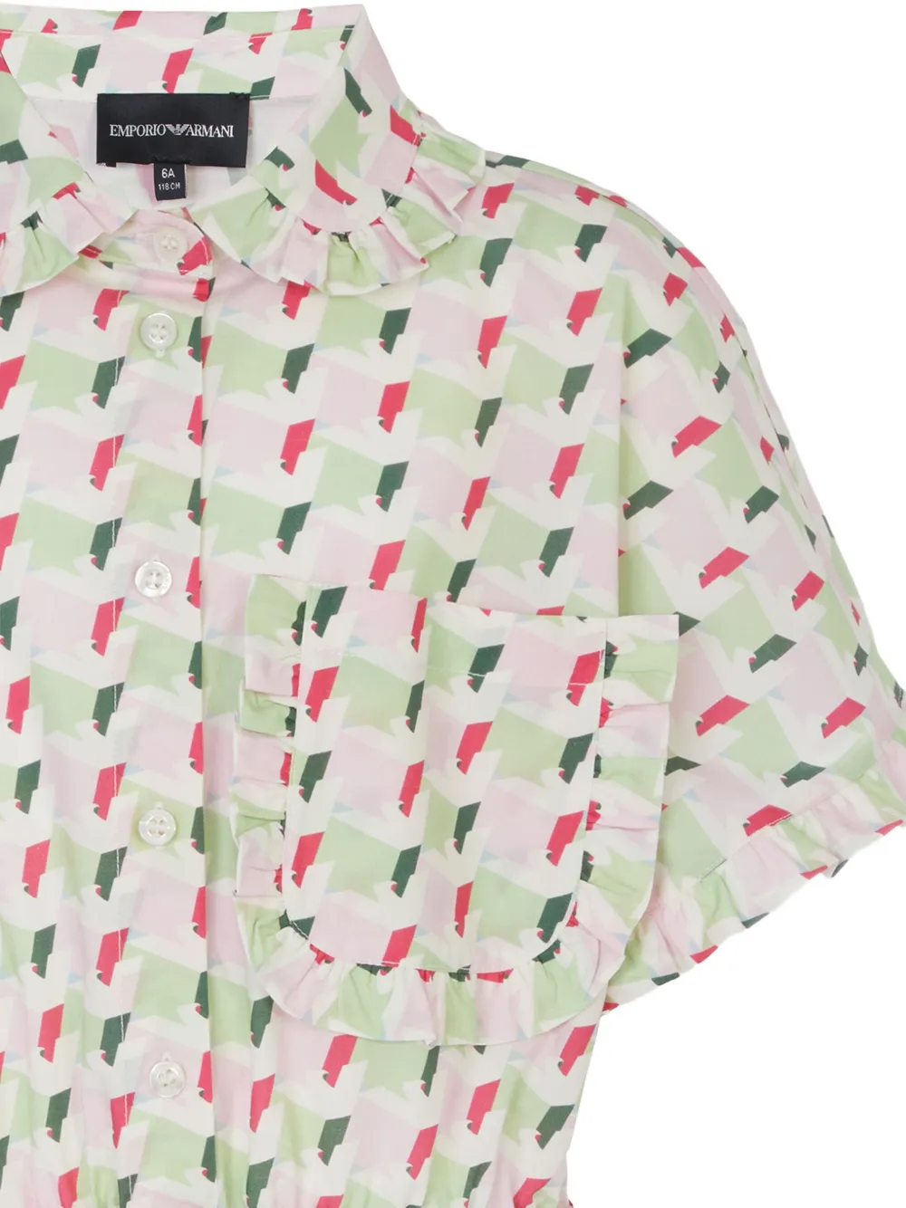 Emporio Armani Kids Katoenen jurk Groen