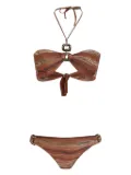 Amir Slama striped halterneck bikini set - Brown