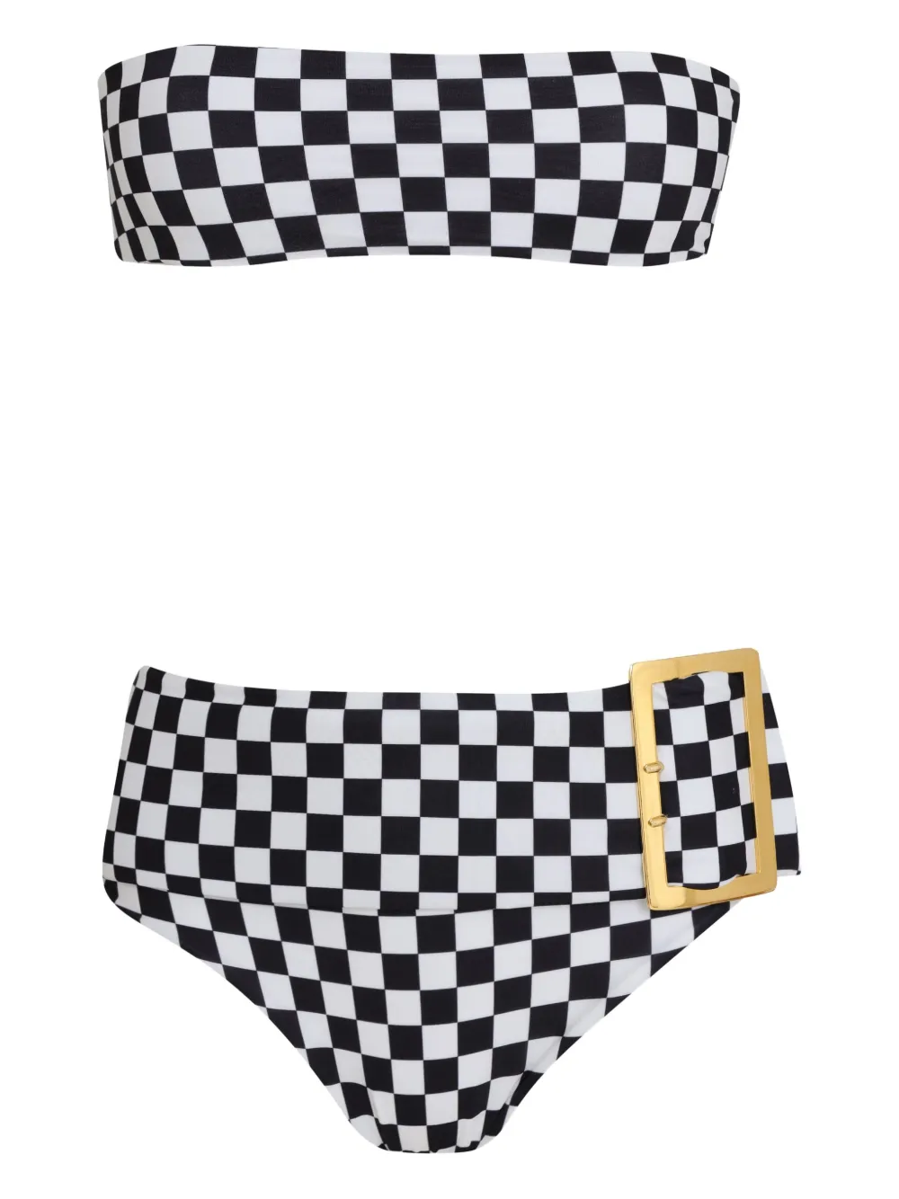 Amir Slama check-print belted bikini set Wit