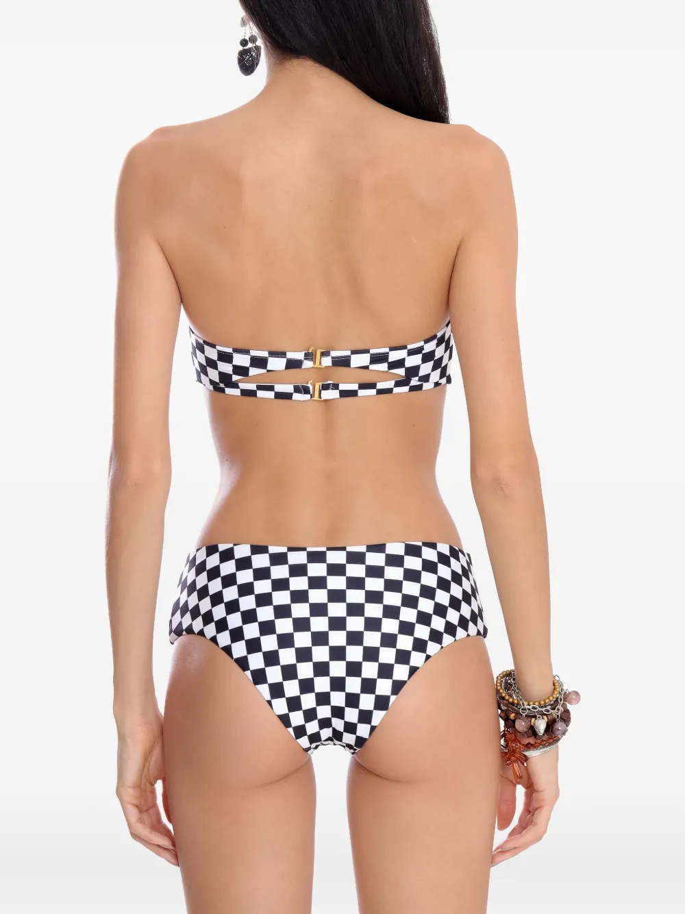 Amir Slama Check-print Belted Bikini Set In White