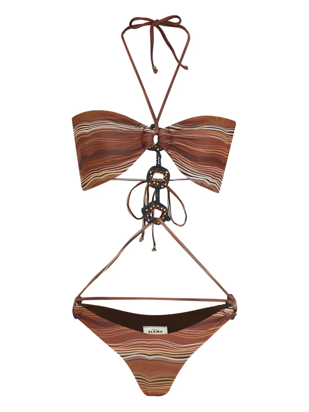 Amir Slama striped bead-embellished swimsuit Bruin