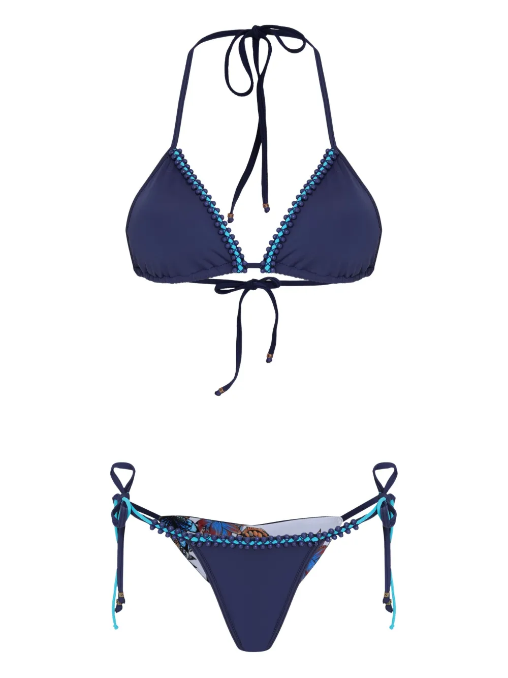 Amir Slama beaded triangle bikini set Blauw