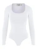 Amir Slama scoop-neck long-sleeve bodysuit - White