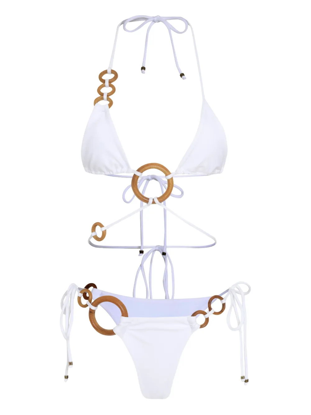 Amir Slama ring-embellished triangle bikini set Wit