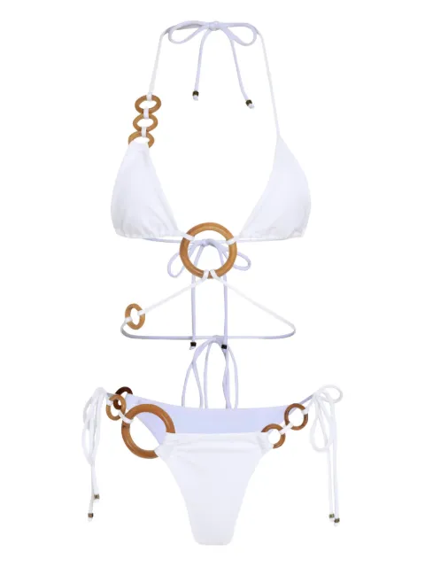 Amir Slama ring-embellished triangle bikini set
