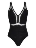 Amir Slama crochet V-neck swimsuit - Black