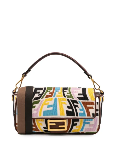 Fendi Pre-Owned 2010-2025 Sarah Coleman Zucca Embroidered Canvas Fish Eye Vertigo Baguette satchel