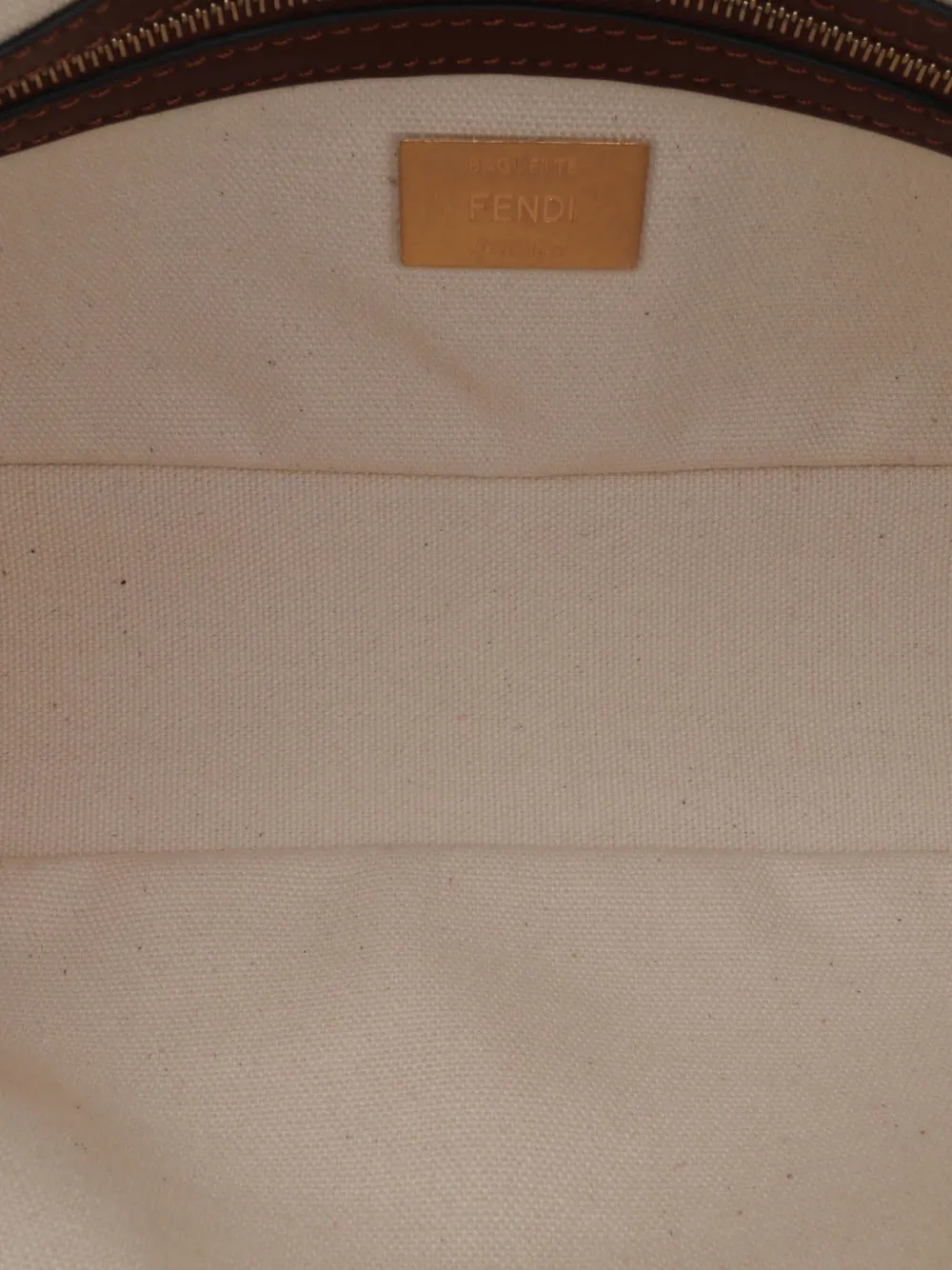 Pre-owned Fendi 2010-2025 Sarah Coleman Zucca Embroidered Canvas Fish Eye Vertigo Baguette Satchel