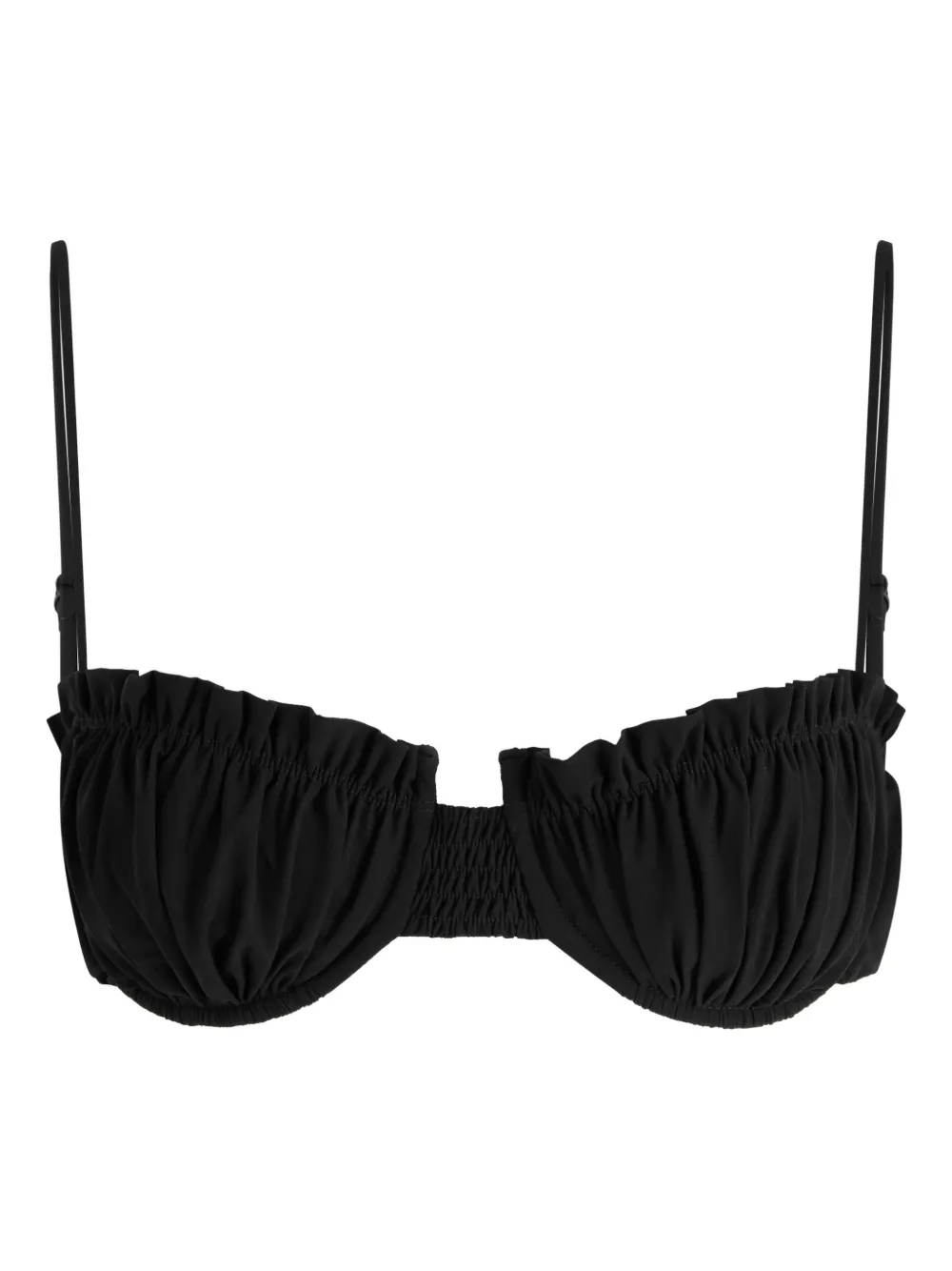 Faithfull the Brand Esterel ruffled shirred bikini top - Nero