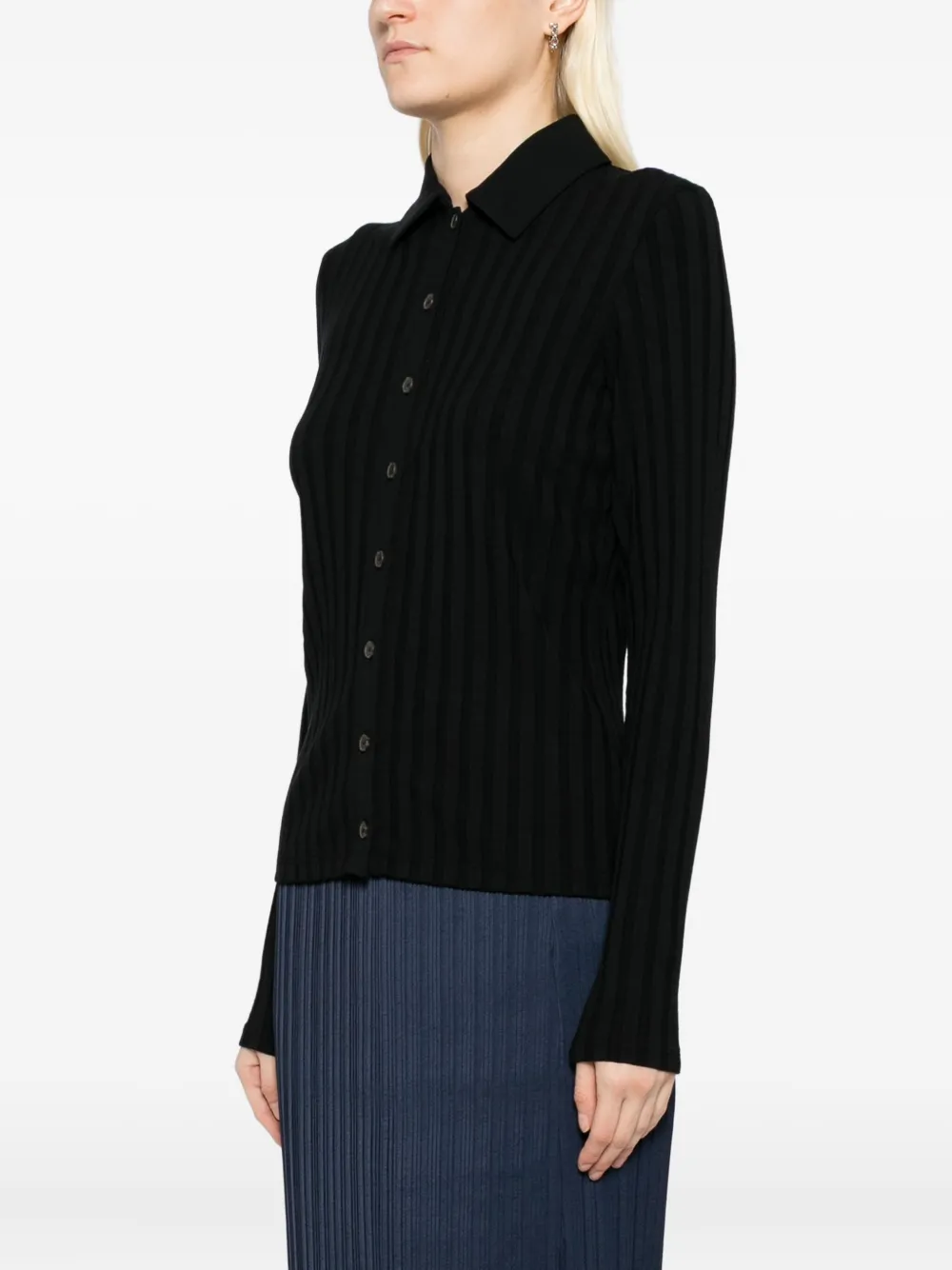 Vince Geribbeld blouse Zwart
