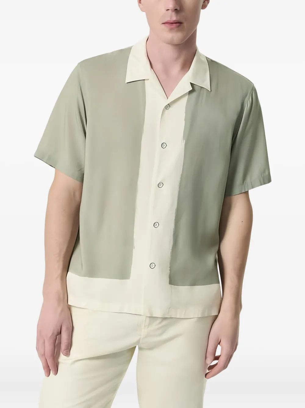 rag & bone Tweekleurig overhemd met omgekeerde kraag Groen