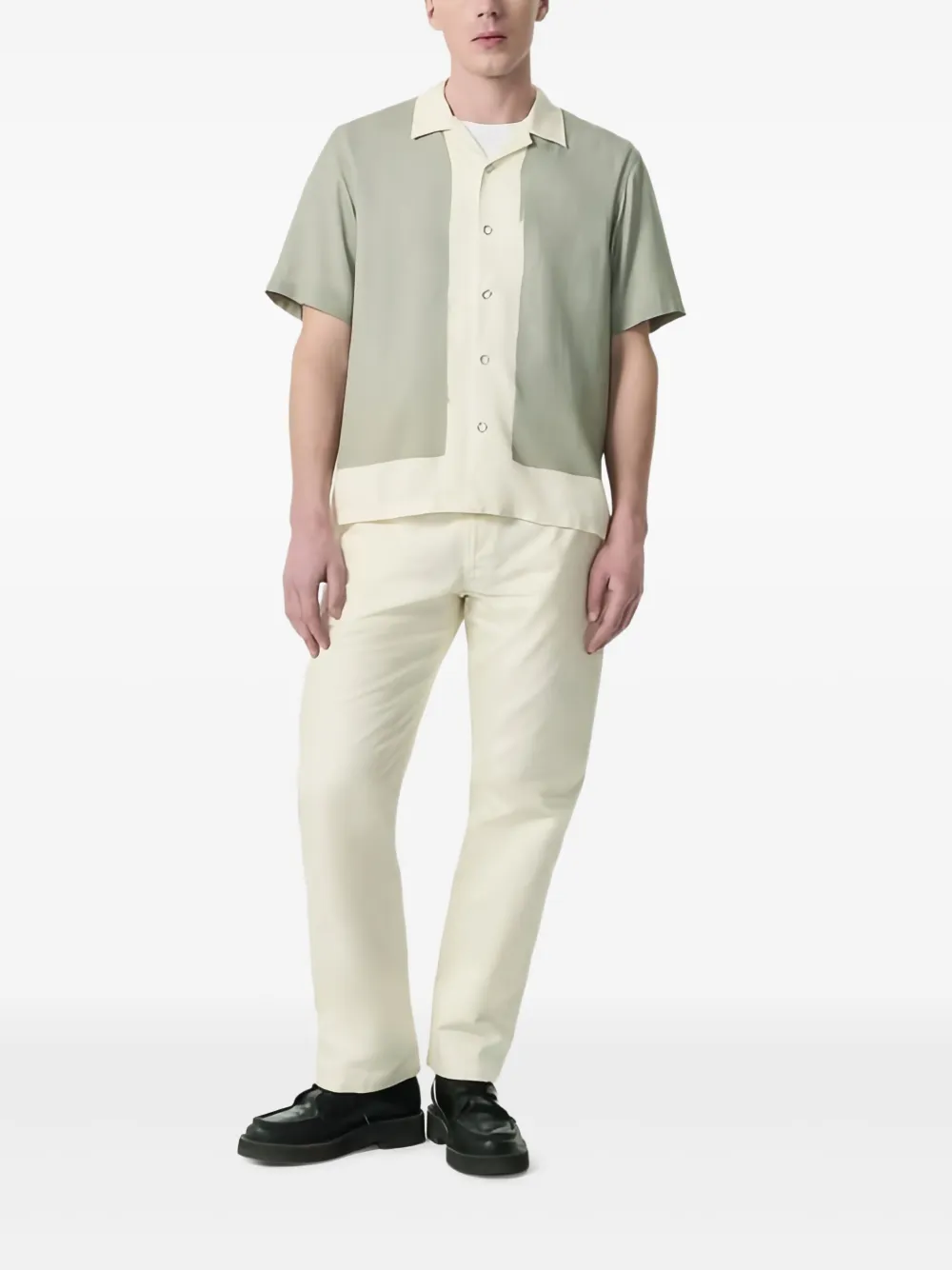 Rag & bone Tweekleurig overhemd met omgekeerde kraag - Groen