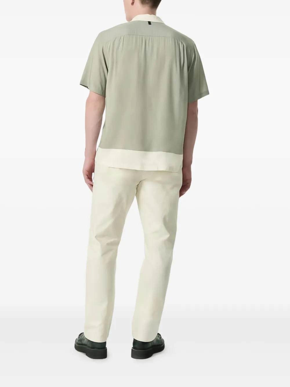rag & bone Tweekleurig overhemd met omgekeerde kraag Groen