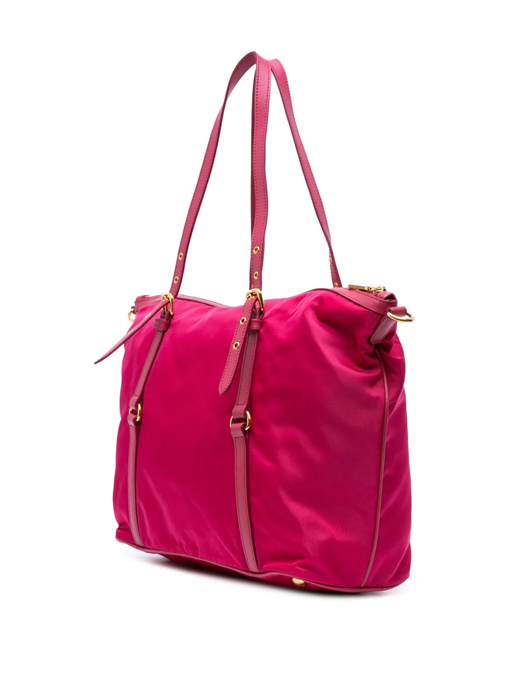 Pre-owned Prada 2000-2024 Saffiano Trimmed Tessuto Satchel