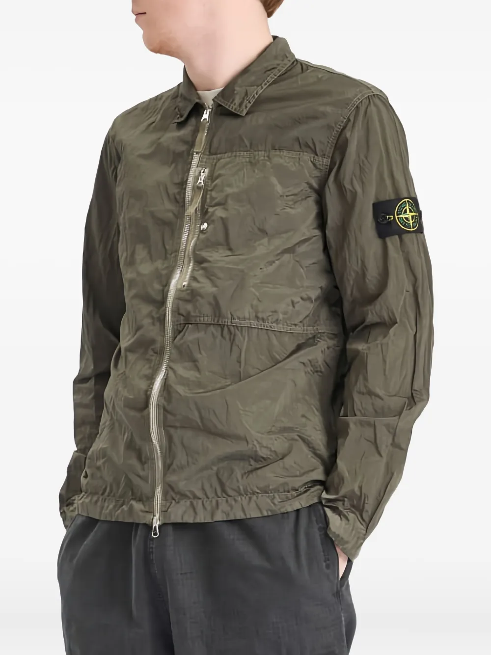 Stone Island Shirtjack met rits Groen