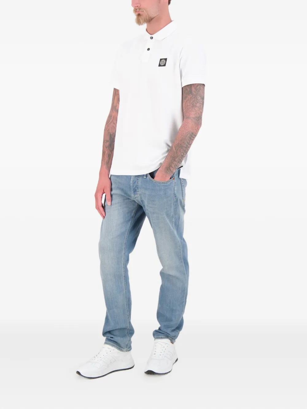 Stone Island Piqué poloshirt met korte mouwen - Wit