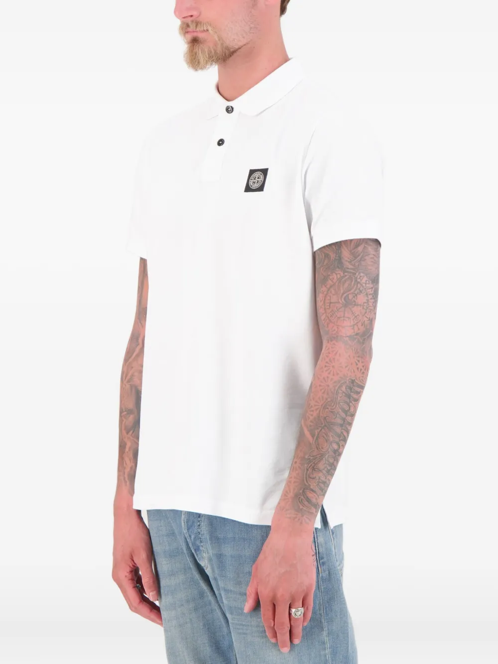 Stone Island Piqué poloshirt met korte mouwen Wit