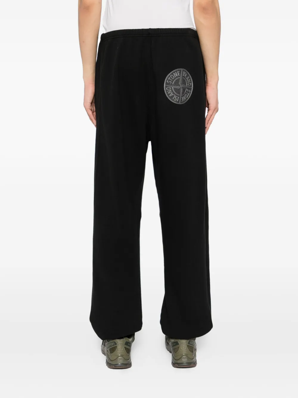 Stone Island Broek met geborduurd logo Zwart