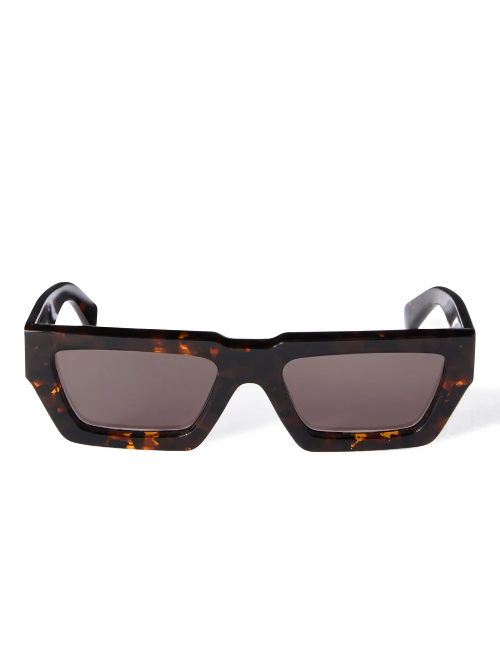 Off-White Zonnebril met geometrisch montuur met schildpadschild-design Bruin