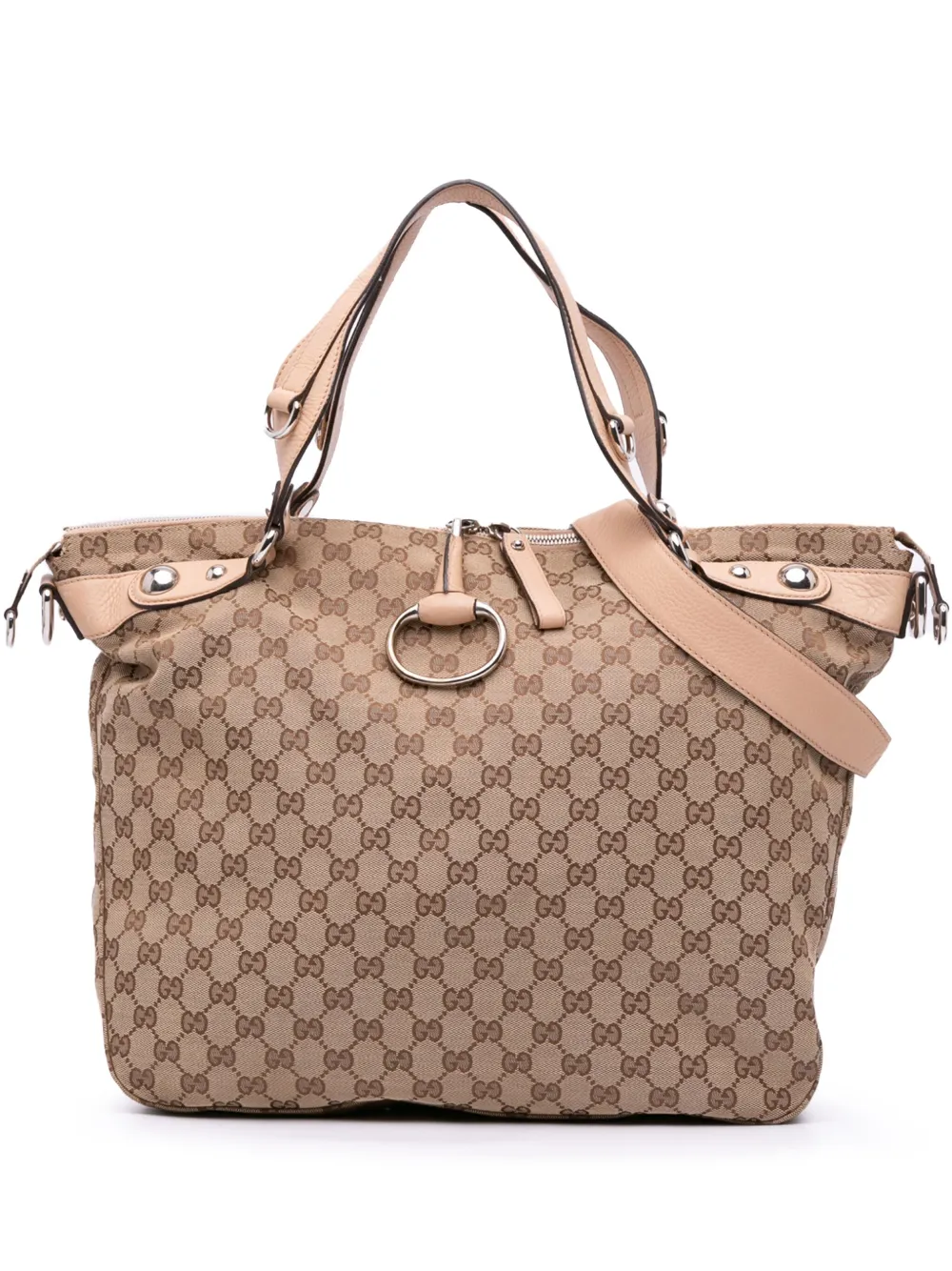 Pre-owned Gucci 2016-2024 Large Gg Canvas Icon Bit Satchel