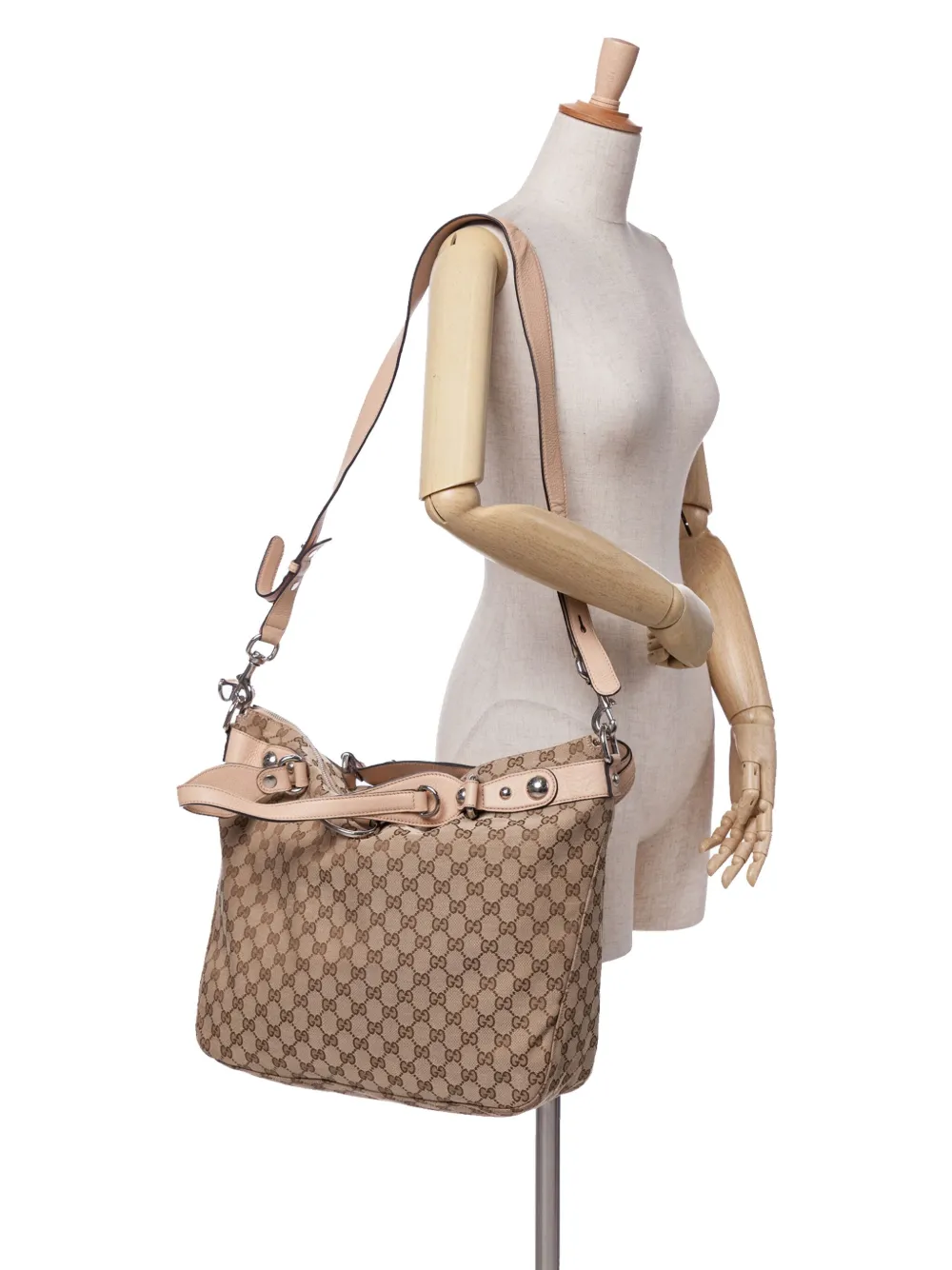 Pre-owned Gucci 2016-2024 Large Gg Canvas Icon Bit Satchel