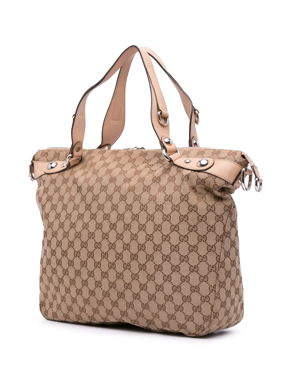 Pre-owned Gucci 2016-2024 Large Gg Canvas Icon Bit Satchel