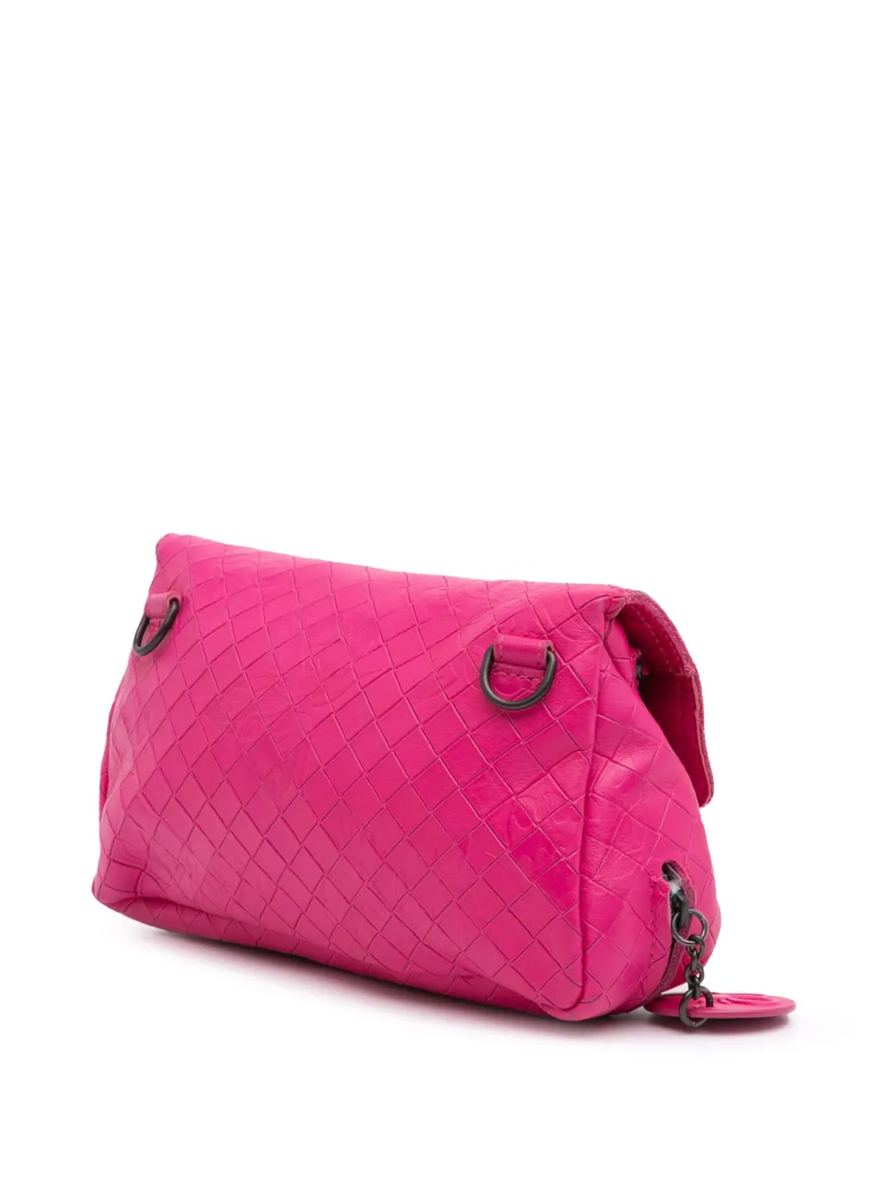 Pre-owned Bottega Veneta 2012-2024 Small Calfskin Intrecciomirage Embossed Butterfly Chain Crossbody Bag