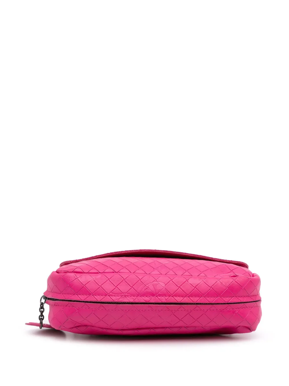 Pre-owned Bottega Veneta 2012-2024 Small Calfskin Intrecciomirage Embossed Butterfly Chain Crossbody Bag