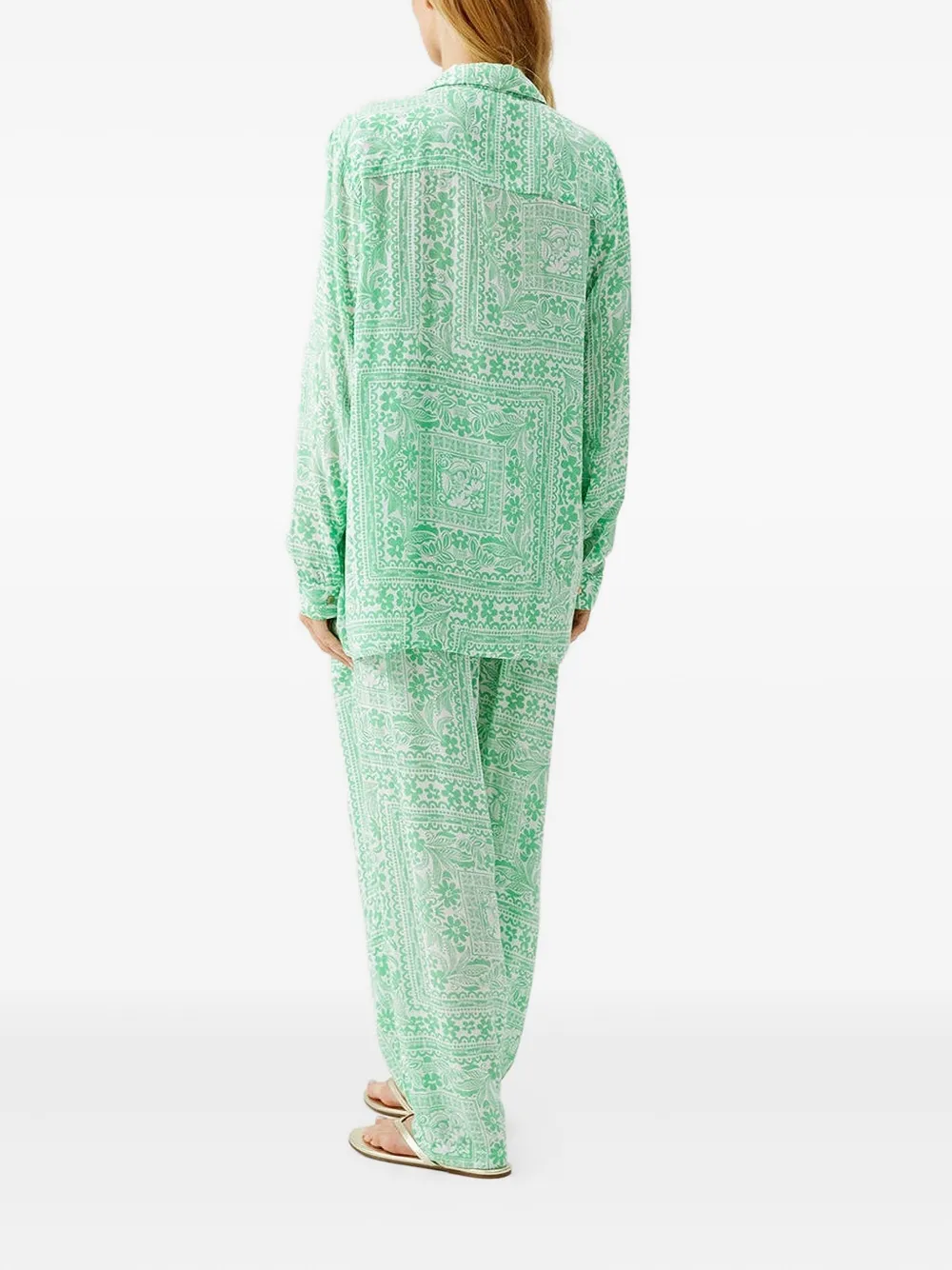 Melissa Odabash Womens Medina Millie Abstract-pattern Woven Shirt Xs In Green