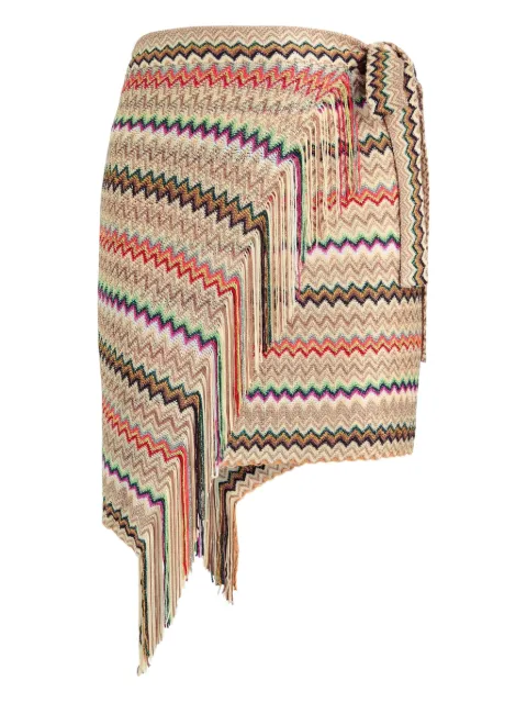 Missoni zigzag-pattern fringed skirt